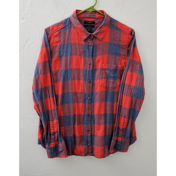 J.CREW Tops - J.Crew Women's Size 10 Boy Red Blue Checkered Button Up Outdoor Long Sleeve